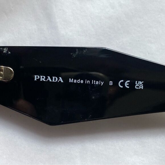 Prada Eyewear black square frame sunglasses logo sides Revolve in case $489 - Picture 12 of 16